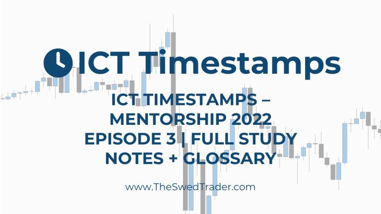 ICT Timestamps – Mentorship 2022 Episode 3 full study notes and glossary by TheSwedTrader